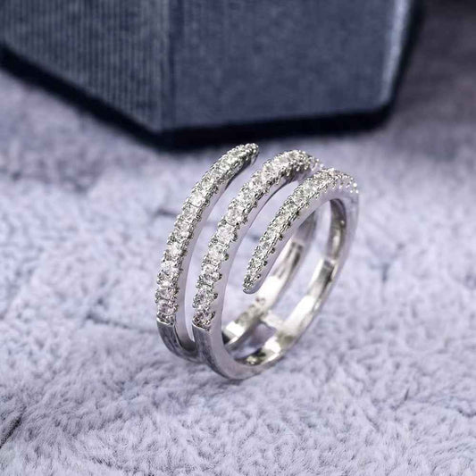 Creative Micro-inlaid Diamond Ring Female Three Rings - Abolist