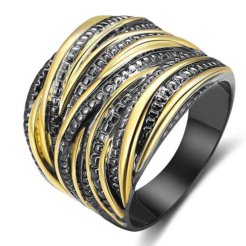 Retro Gold Texture Rings for Men and Women - Fashionable Double Gold Design - Abolist