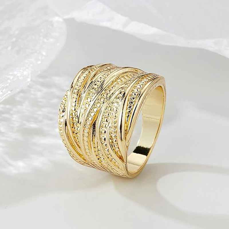 Retro Gold Texture Rings for Men and Women - Fashionable Double Gold Design - Abolist