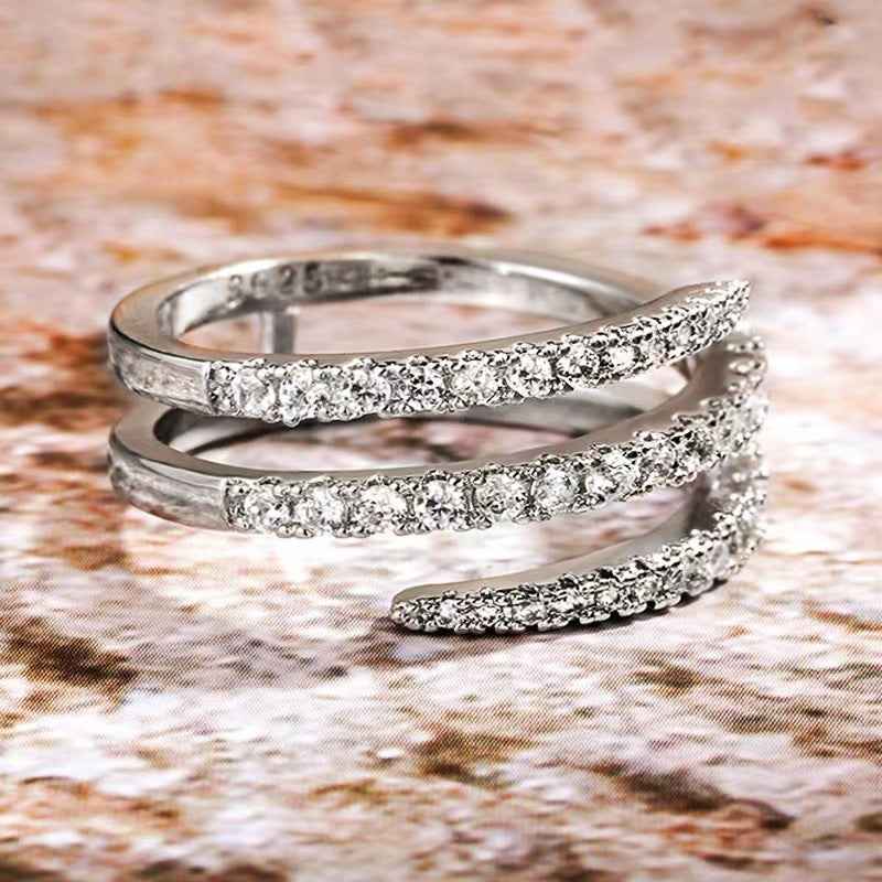 Creative Micro-inlaid Diamond Ring Female Three Rings - Abolist