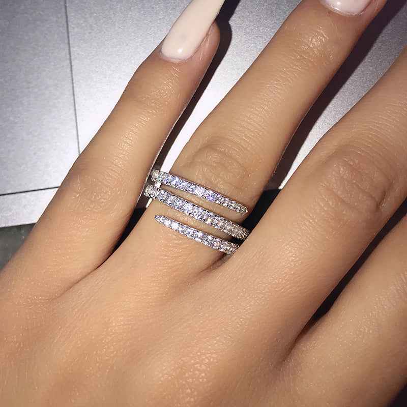 Creative Micro-inlaid Diamond Ring Female Three Rings - Abolist