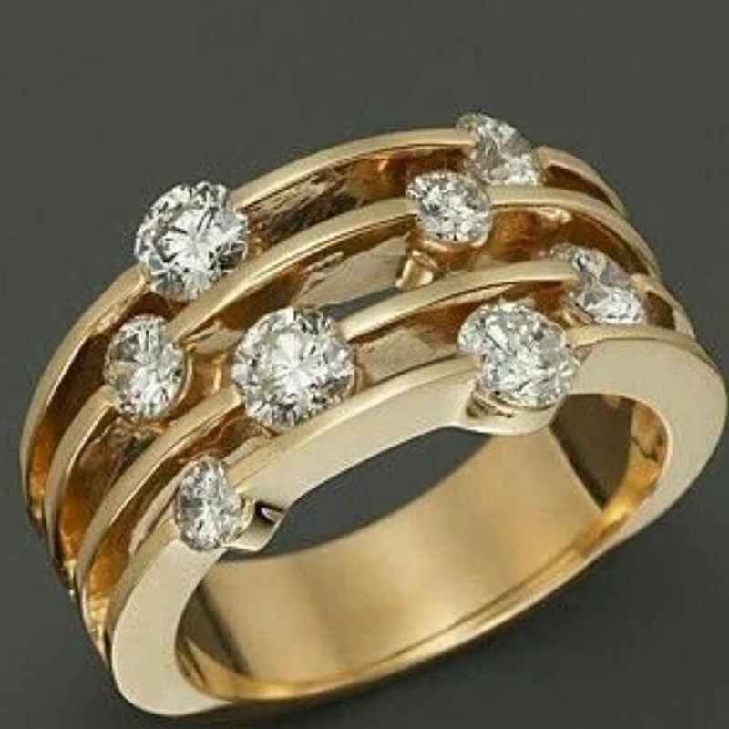 New Gold Inlaid Delicate Rhinestone Ring For Women - Abolist