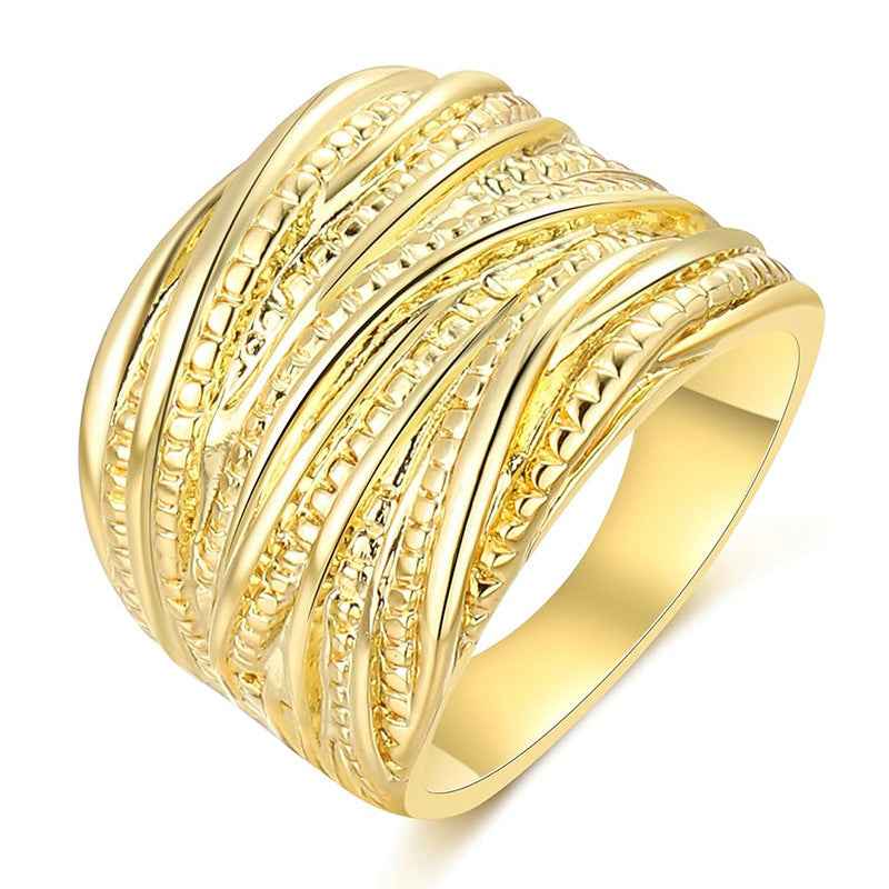 Retro Gold Texture Rings for Men and Women - Fashionable Double Gold Design - Abolist