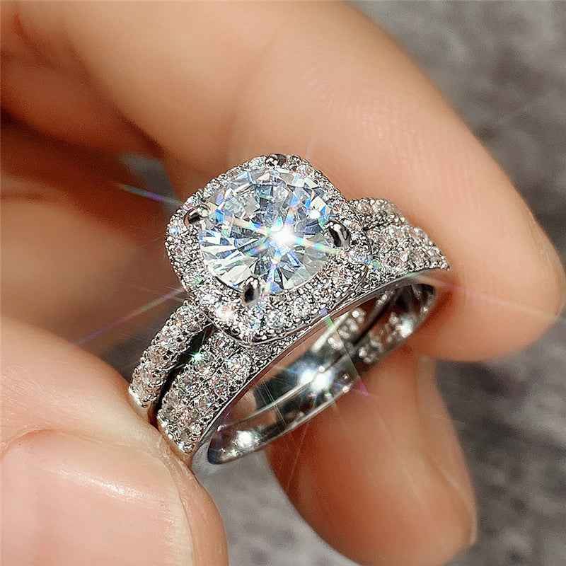 Micro Inlaid Zircon Ring Set Women's Fashion - Abolist