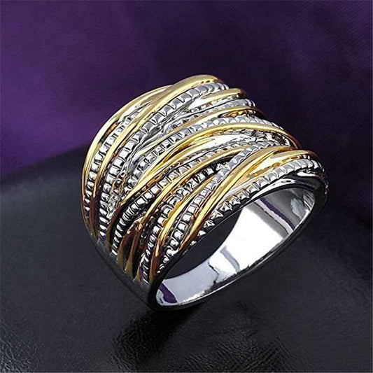 Retro Gold Texture Rings for Men and Women - Fashionable Double Gold Design - Abolist